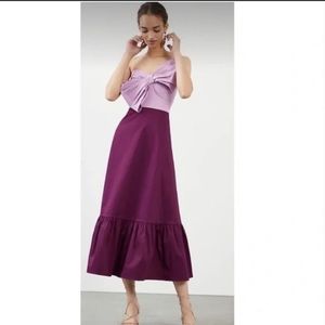 Hutch Anthropologie NWT Front Tie Bow Midi Maxi Dress Gown Ruffle Lavender
